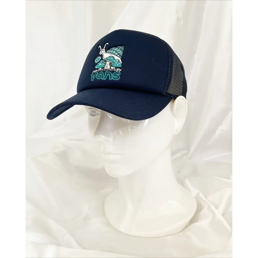VANS Friends Curved Bill Baseball Hat Navy Blue Embroidery Graphic